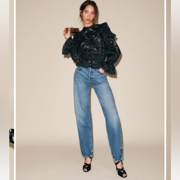 Reformation The Collection Carlisle Black Lace Blouse Romantic Feminine Top NWT - Picture 13 of 15